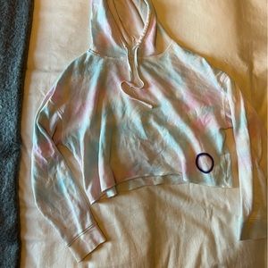 Tie Dye Hoodie - pink and blue cropped